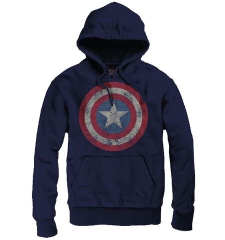 Sweat - Marvel - Logo Captain America Grunge Vintage Navy - Unisexe Taille L